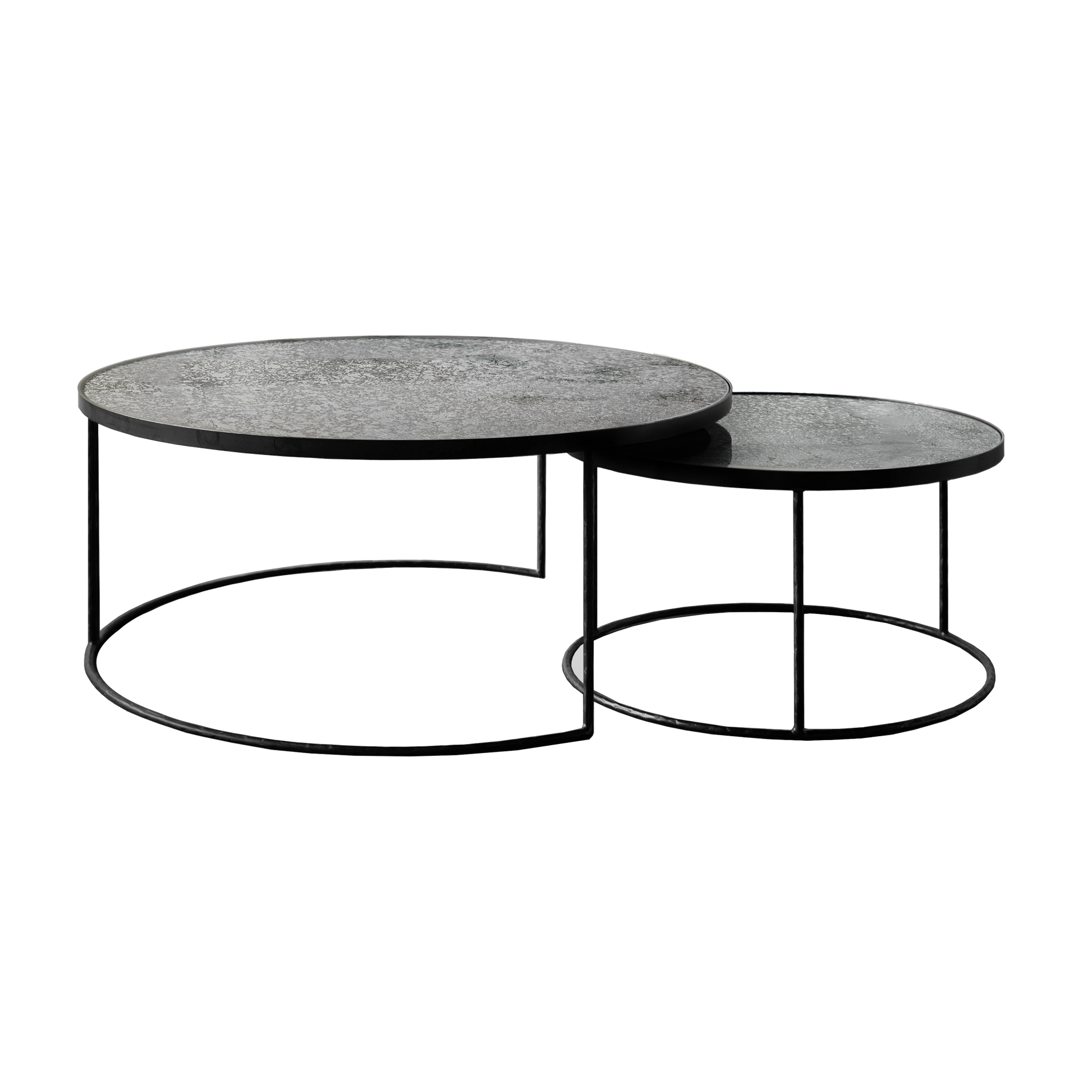 Nesting Coffee Table - Round - Set of 2 - Clear - Coffee Table