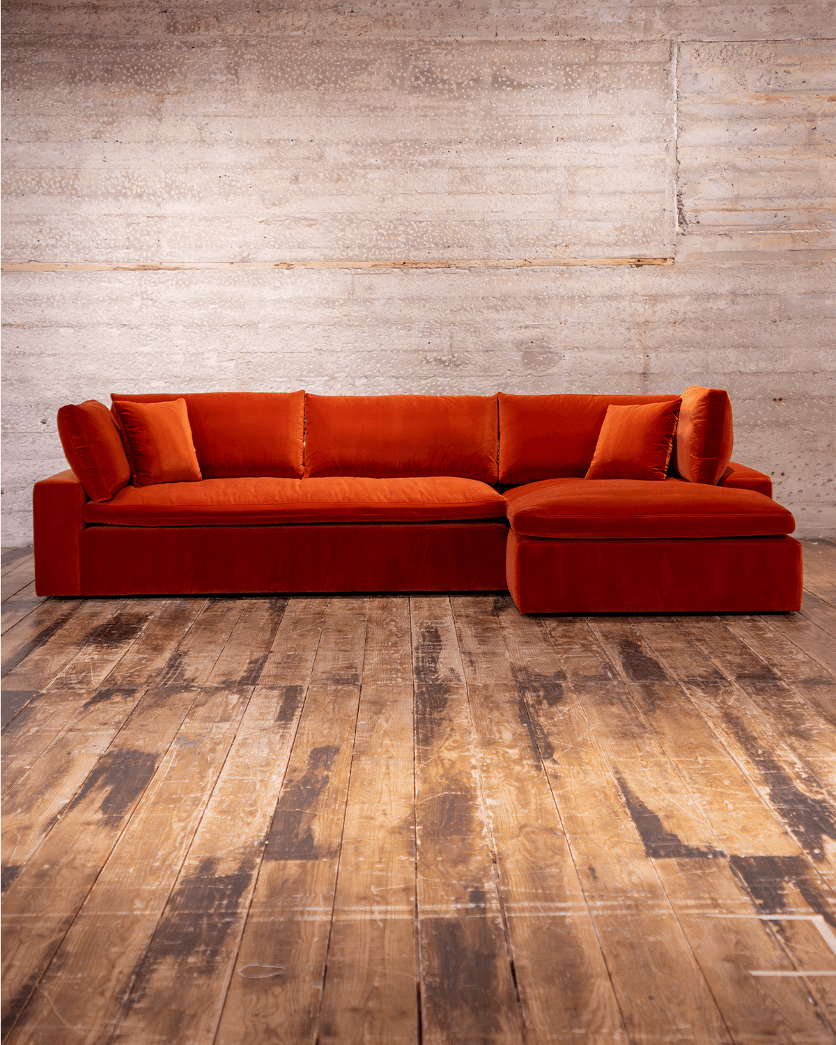 Avalon Sectional - RAF Chaise - Modern Velvet Cayanne - Sectional