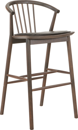 Saba Bar Stool - Seared Oak/Black Leather - Bar Stool Saba Bar Stool - Seared Oak/Black Leather - Bar Stool