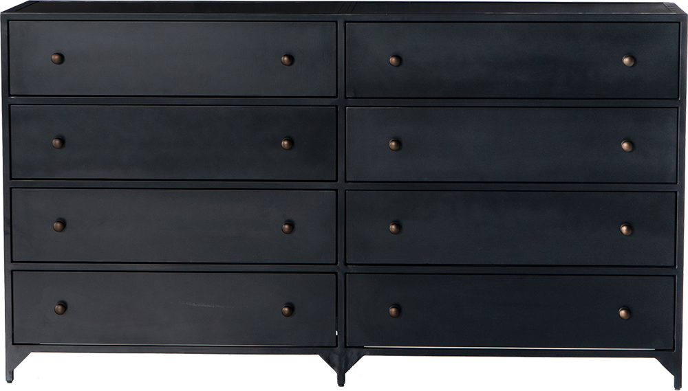Monty Dresser - 8 Drawer - Black Metal - Dresser