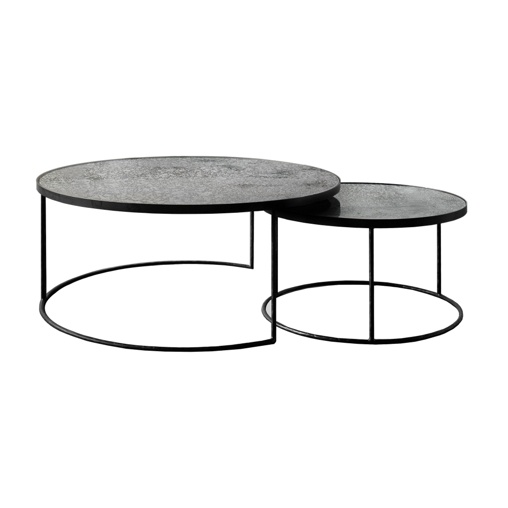 Nesting Coffee Table - Round - Set of 2 - Clear - Coffee Table