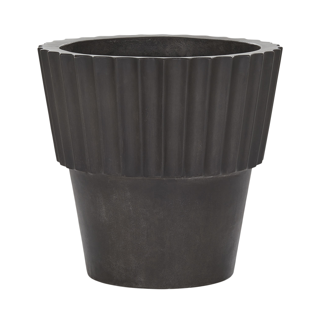 Julian Ribbed Concrete Planter - Lava - Planter