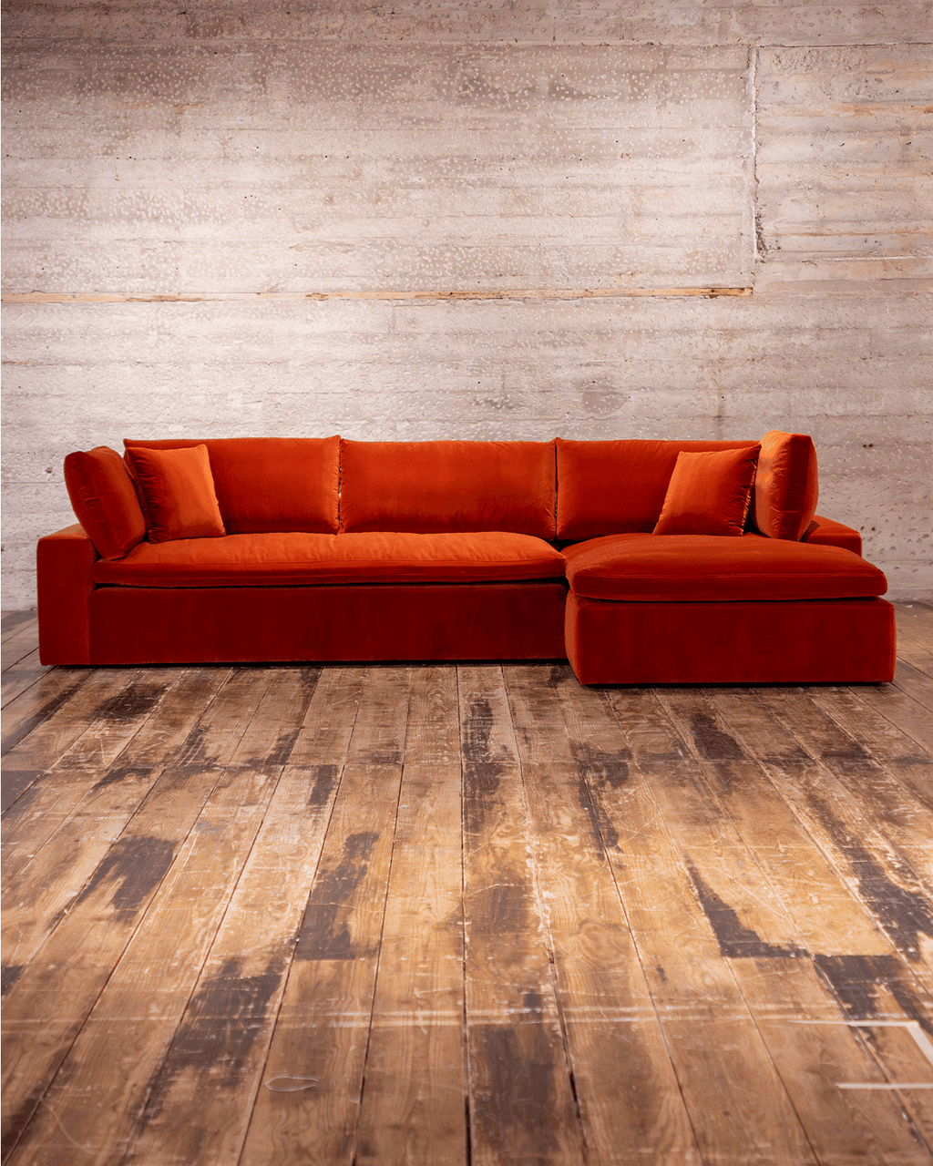 Avalon Sectional - RAF Chaise - Modern Velvet Cayanne - Sectional