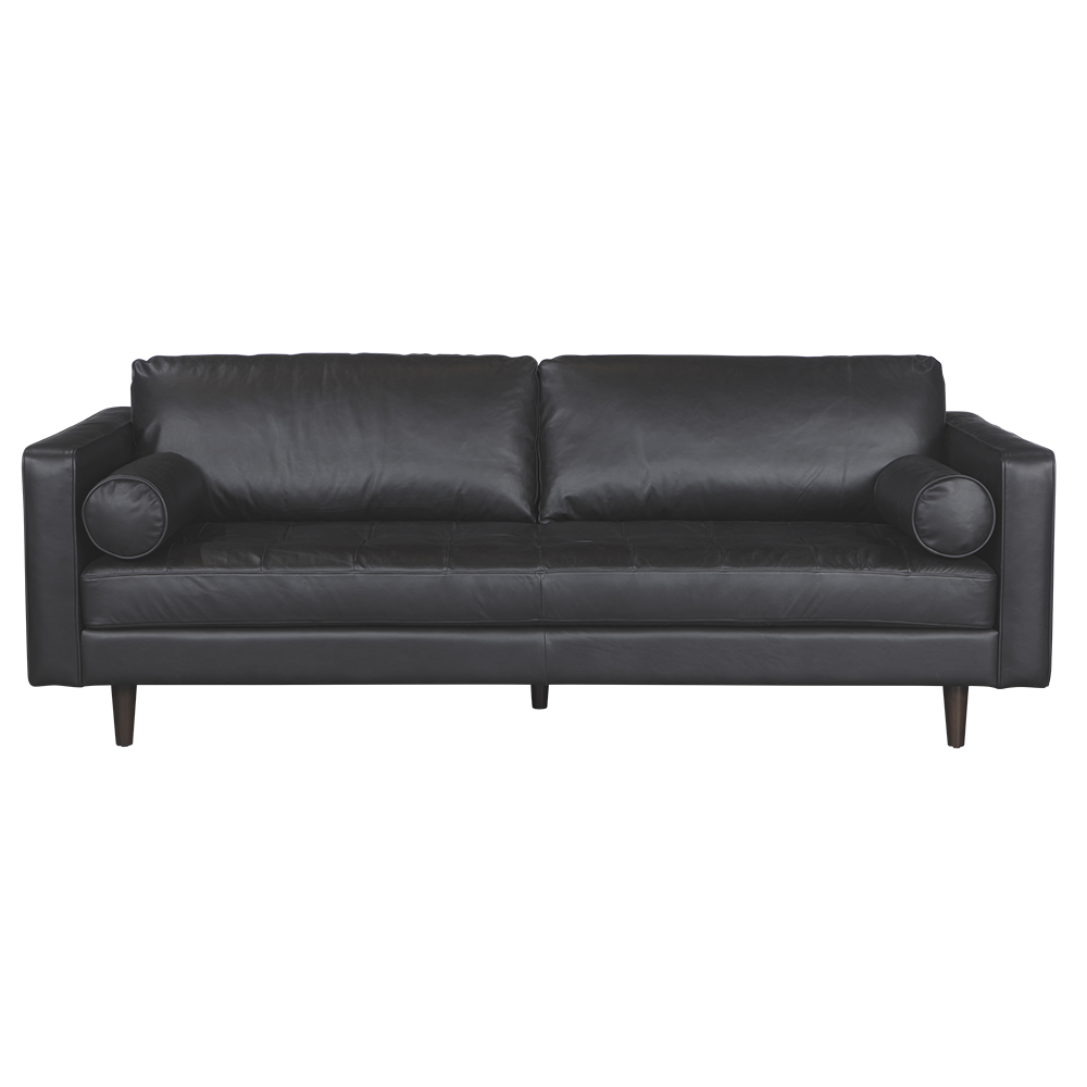 Sawyer Sofa - 3 Seat - Oxford Black Leather - Sofa