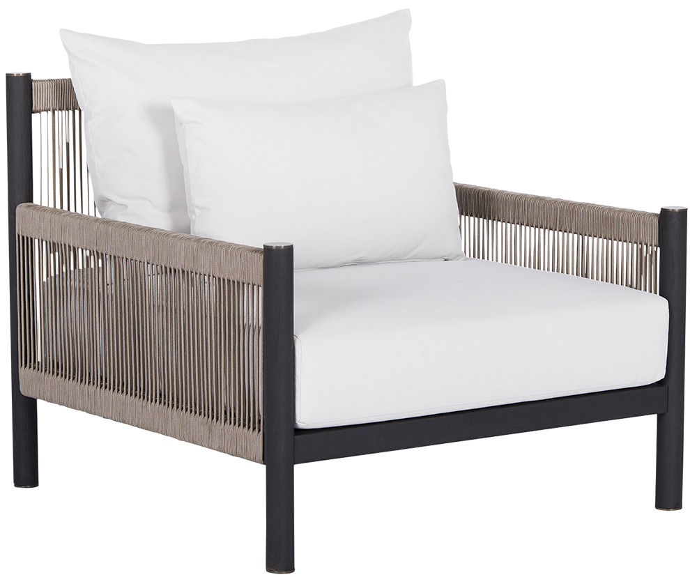Architect Outdoor Lounge Chair  -  Black Teak/Light Grey Seat - Outdoor Chair