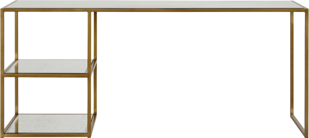 Arden Mirrored Desk  -  Brass - Desk