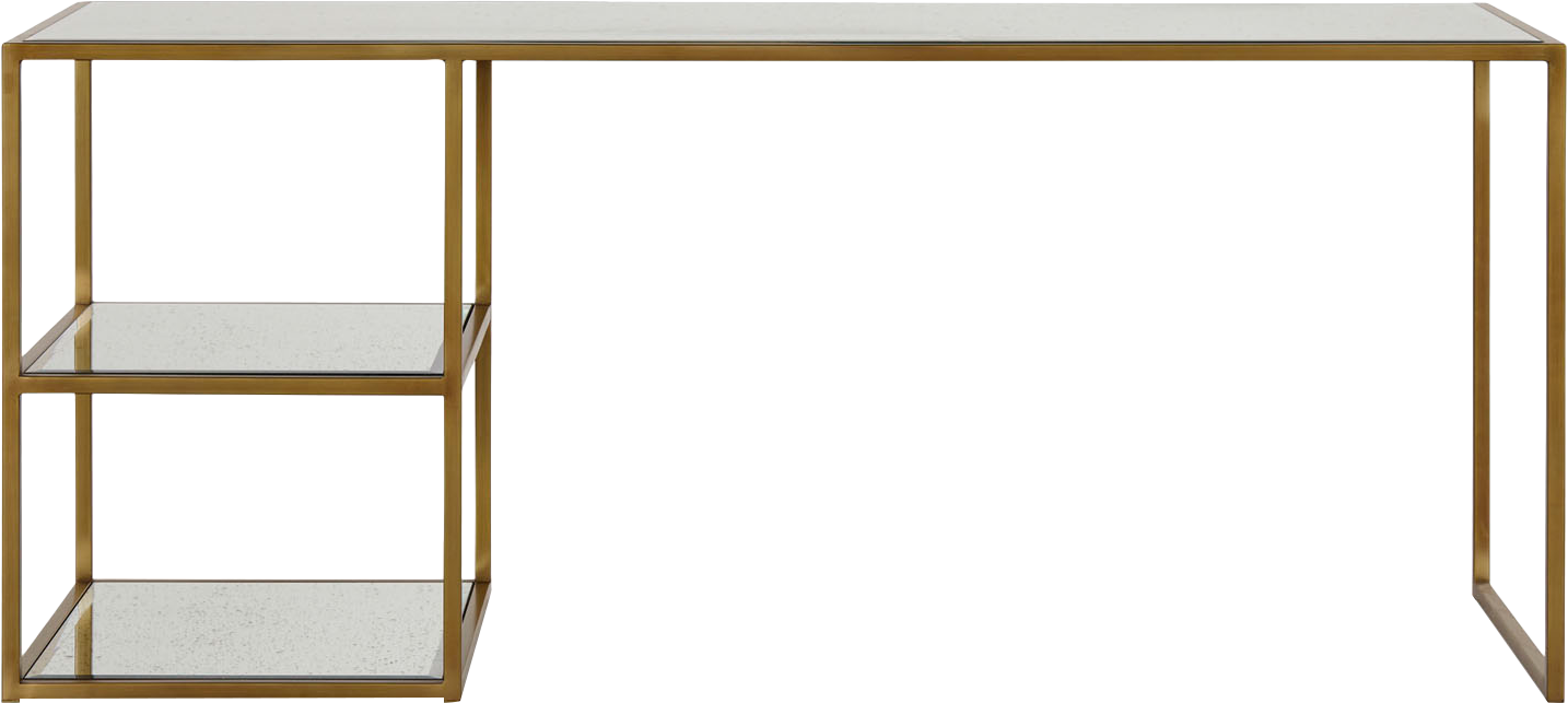 Arden Mirrored Desk  -  Brass - Desk