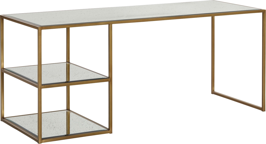 Arden Mirrored Desk  -  Brass - Desk