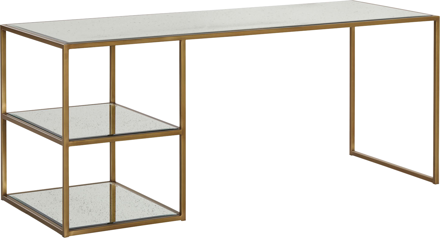 Arden Mirrored Desk  -  Brass - Desk