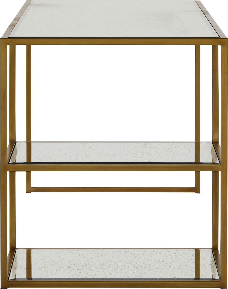 Arden Mirrored Desk  -  Brass - Desk