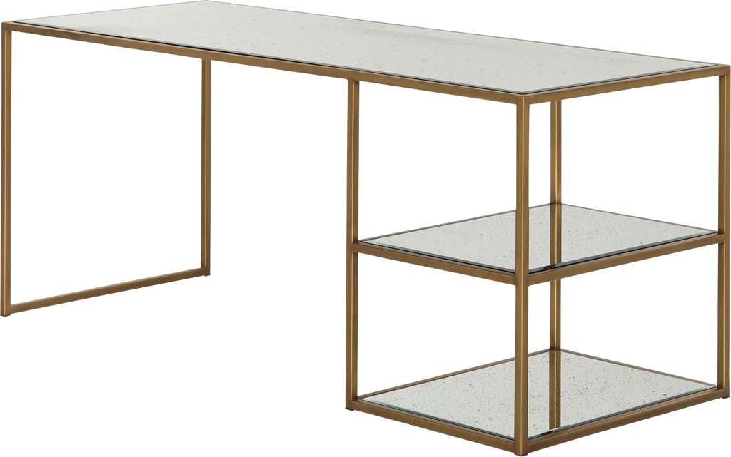Arden Mirrored Desk  -  Brass - Desk