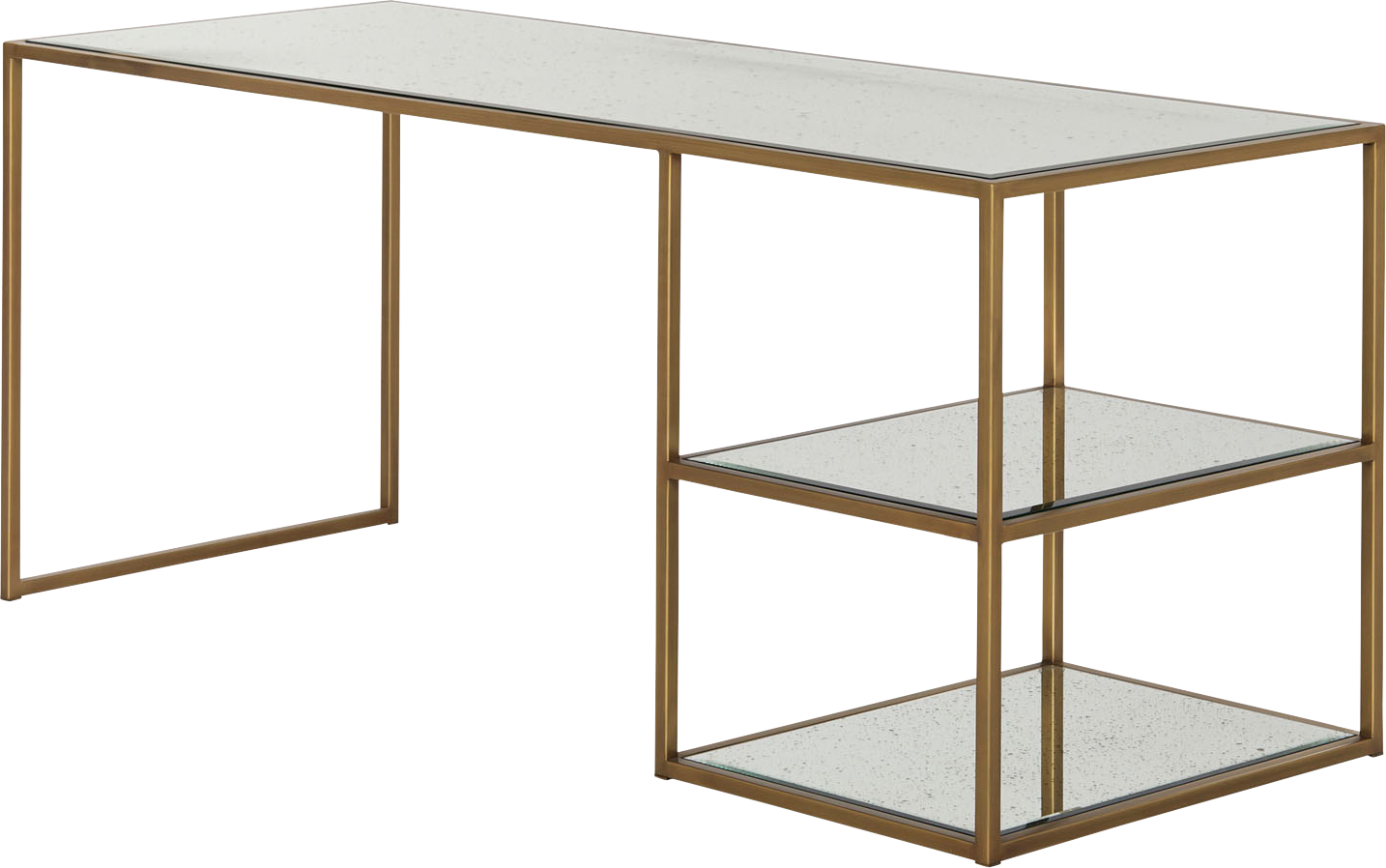 Arden Mirrored Desk  -  Brass - Desk