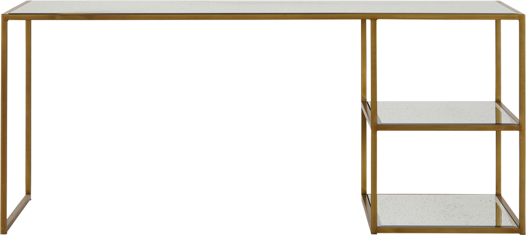Arden Mirrored Desk  -  Brass - Desk