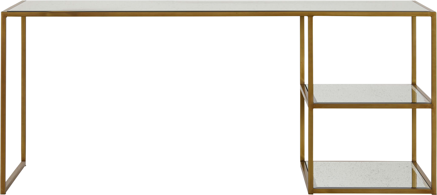 Arden Mirrored Desk  -  Brass - Desk