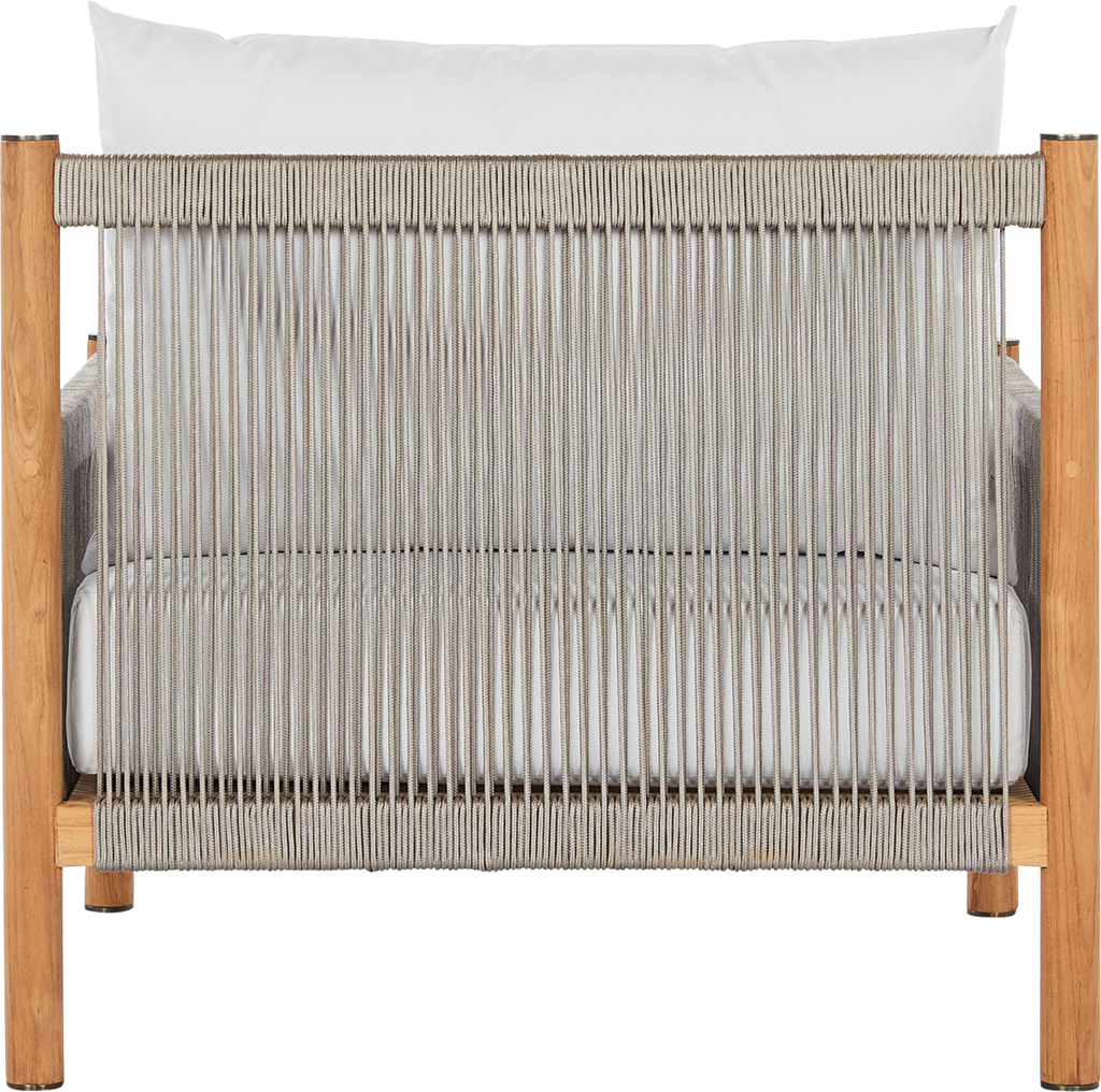 Architect Outdoor Lounge Chair  -  Natural Teak/Light Grey Seat - Outdoor Chair