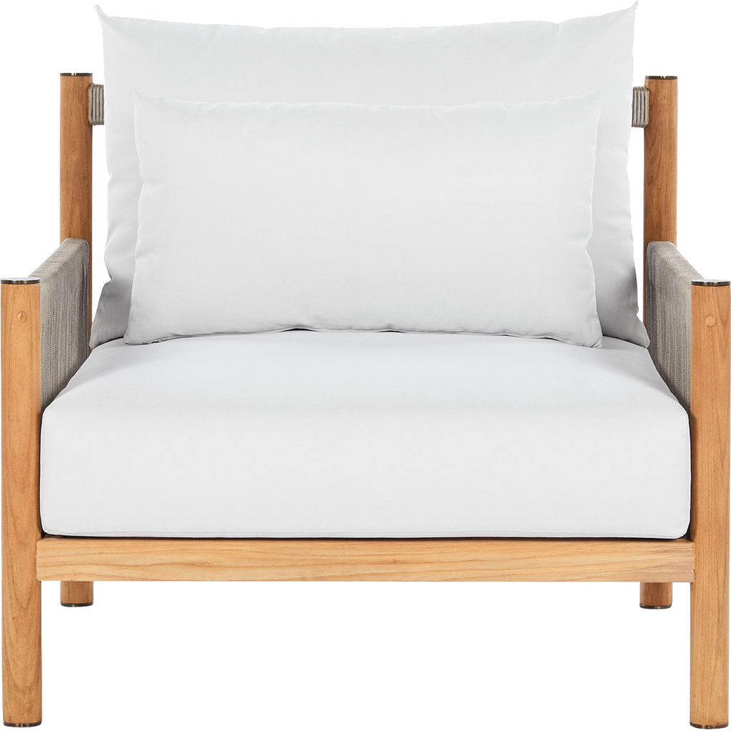 Architect Outdoor Lounge Chair  -  Natural Teak/Light Grey Seat - Outdoor Chair
