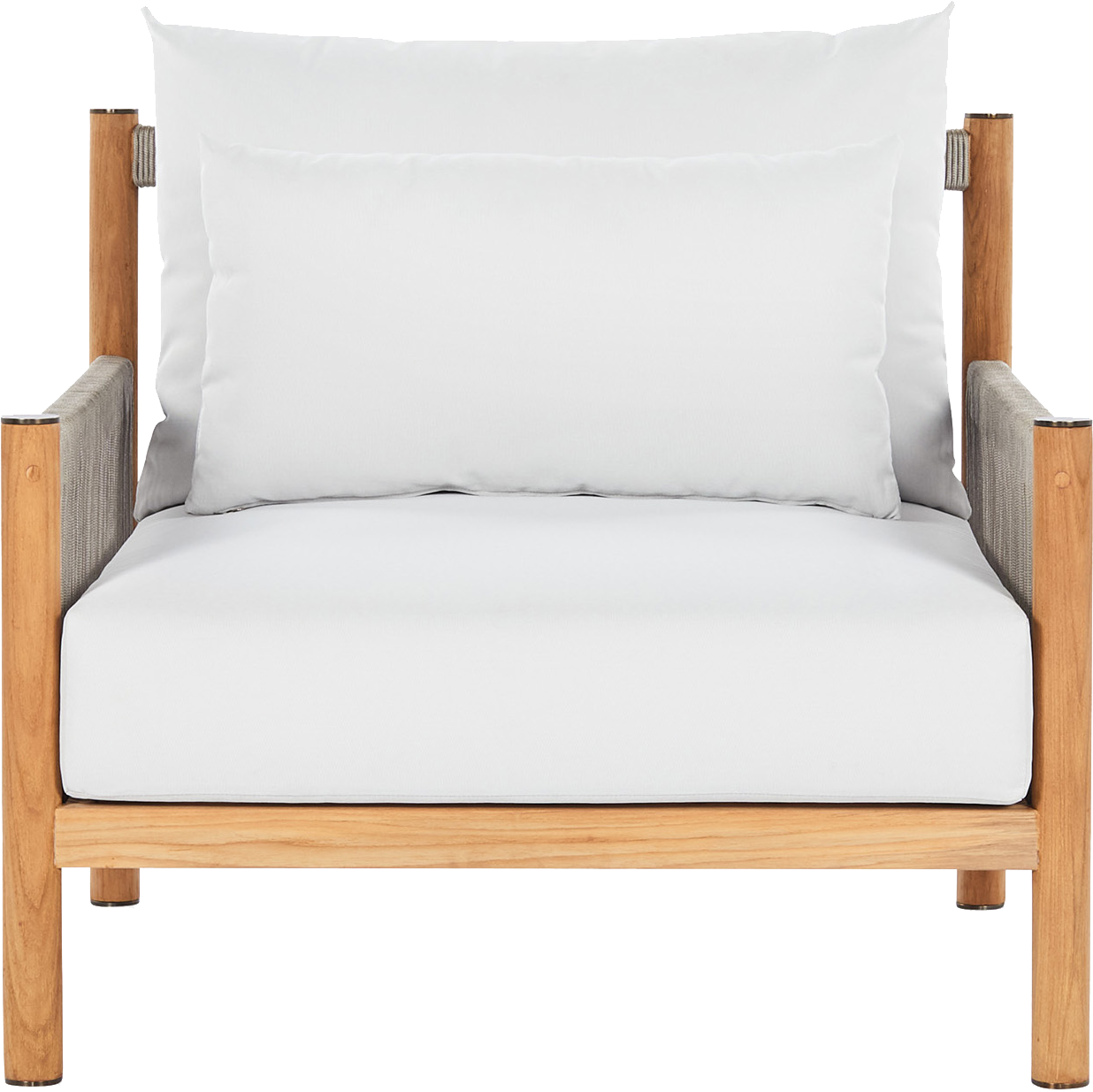 Architect Outdoor Lounge Chair  -  Natural Teak/Light Grey Seat - Outdoor Chair