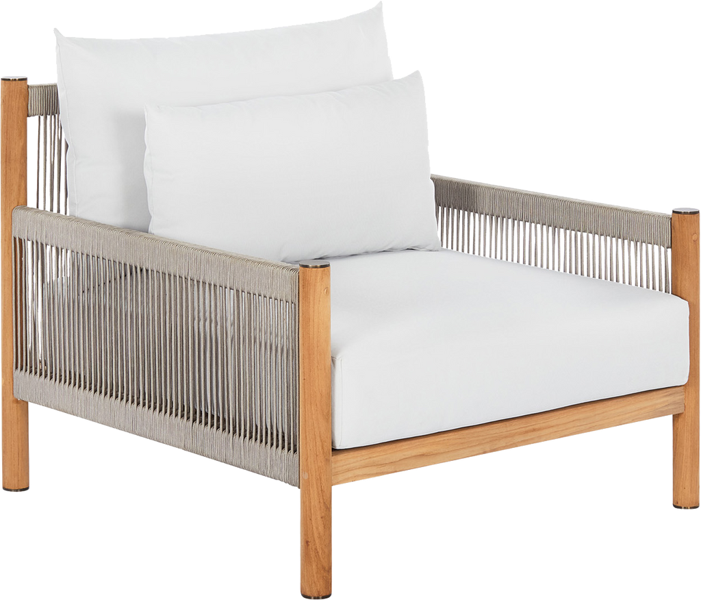 Architect Outdoor Lounge Chair  -  Natural Teak/Light Grey Seat - Outdoor Chair