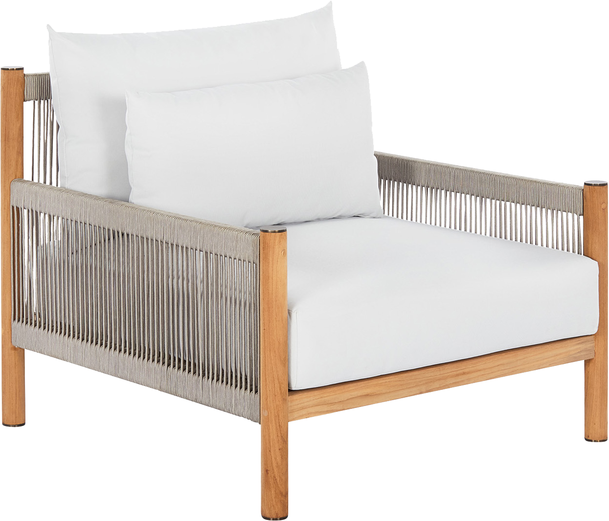 Architect Outdoor Lounge Chair  -  Natural Teak/Light Grey Seat - Outdoor Chair