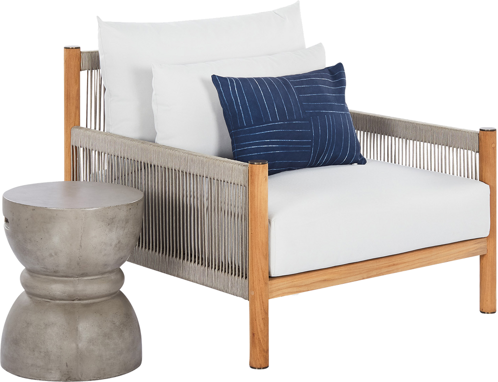 Architect Outdoor Lounge Chair  -  Natural Teak/Light Grey Seat - Outdoor Chair