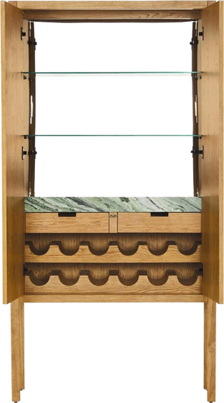 Natural wood bar online cabinet