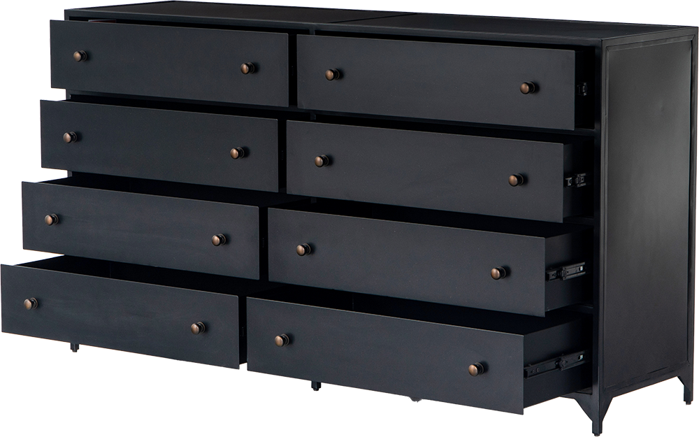 Monty Dresser - 8 Drawer - Black Metal - Dresser