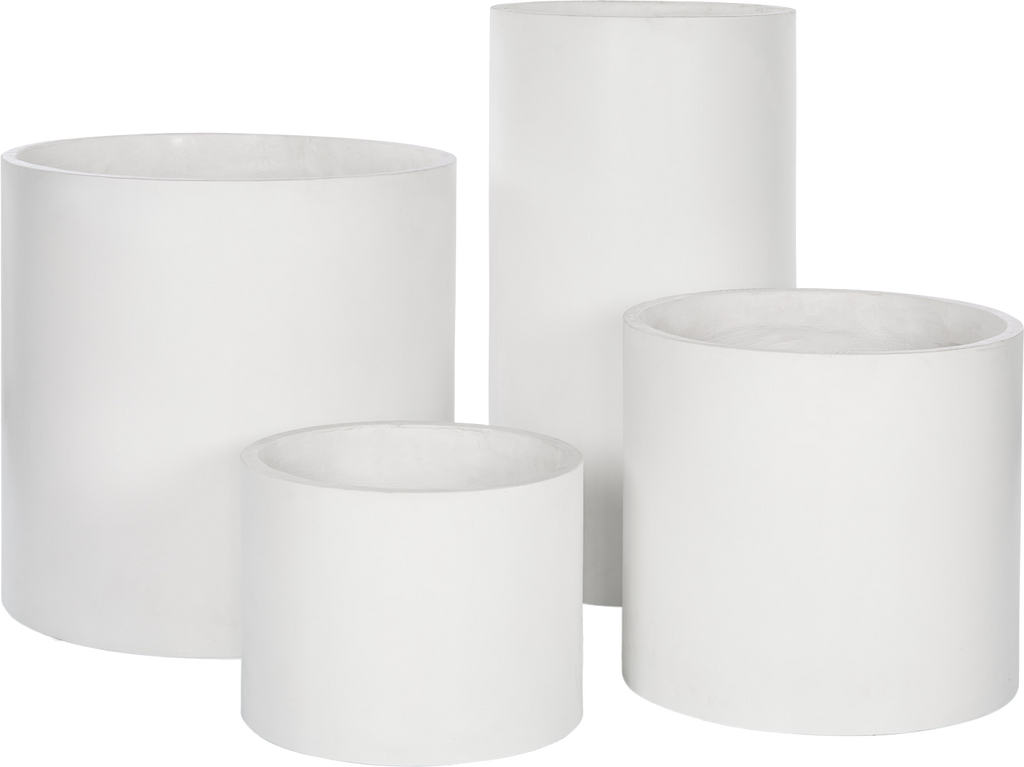 Bruno Cylinder Planter  -  Medium - White - Planter